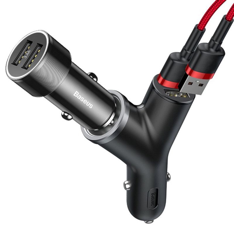 Baseus Y Type Dual Car Charger Black