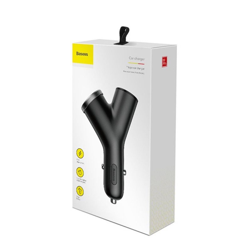 Baseus Y Type Dual Car Charger Black