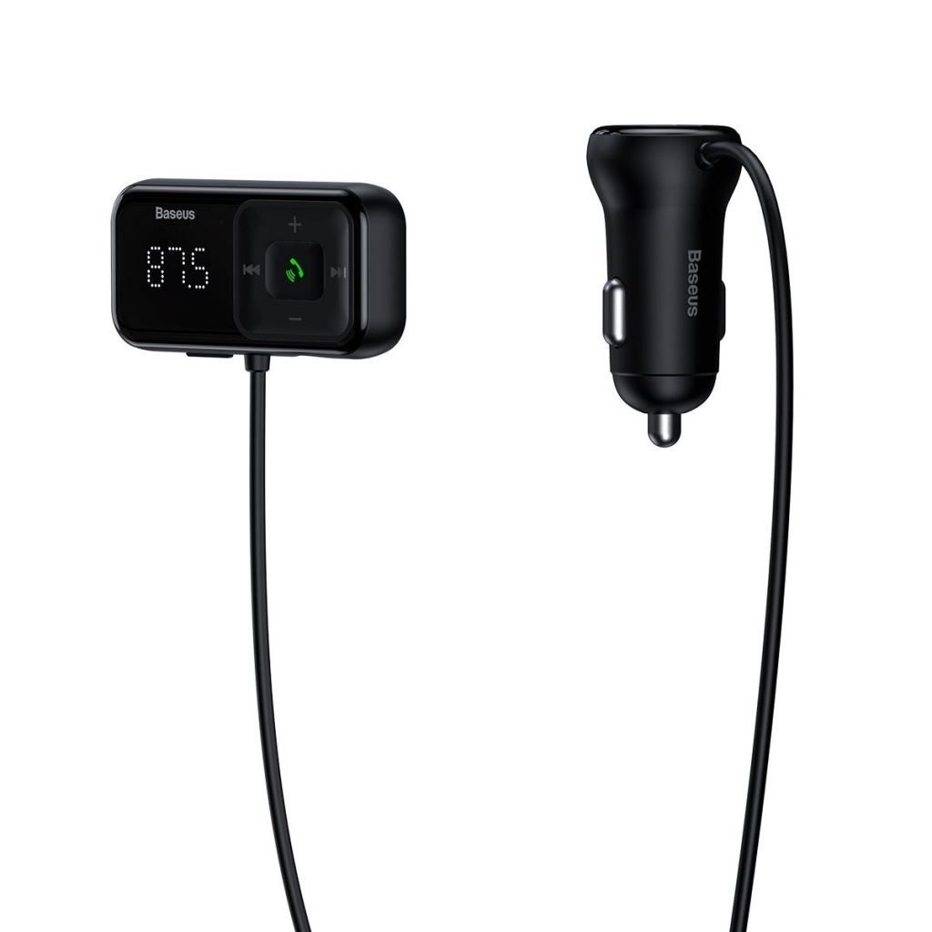 Baseus T Type S-16 Car Charger with FM Transmitter Black