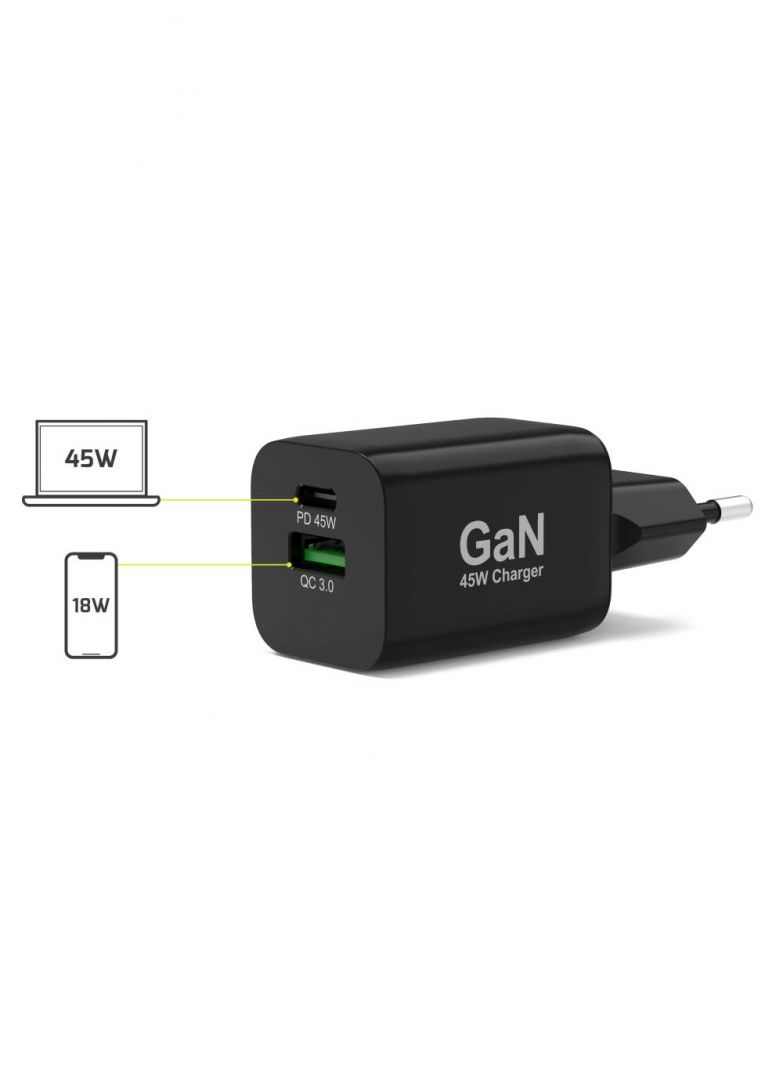 Port Designs POWER SUPPLY 45W TYPE C GaN EU Black