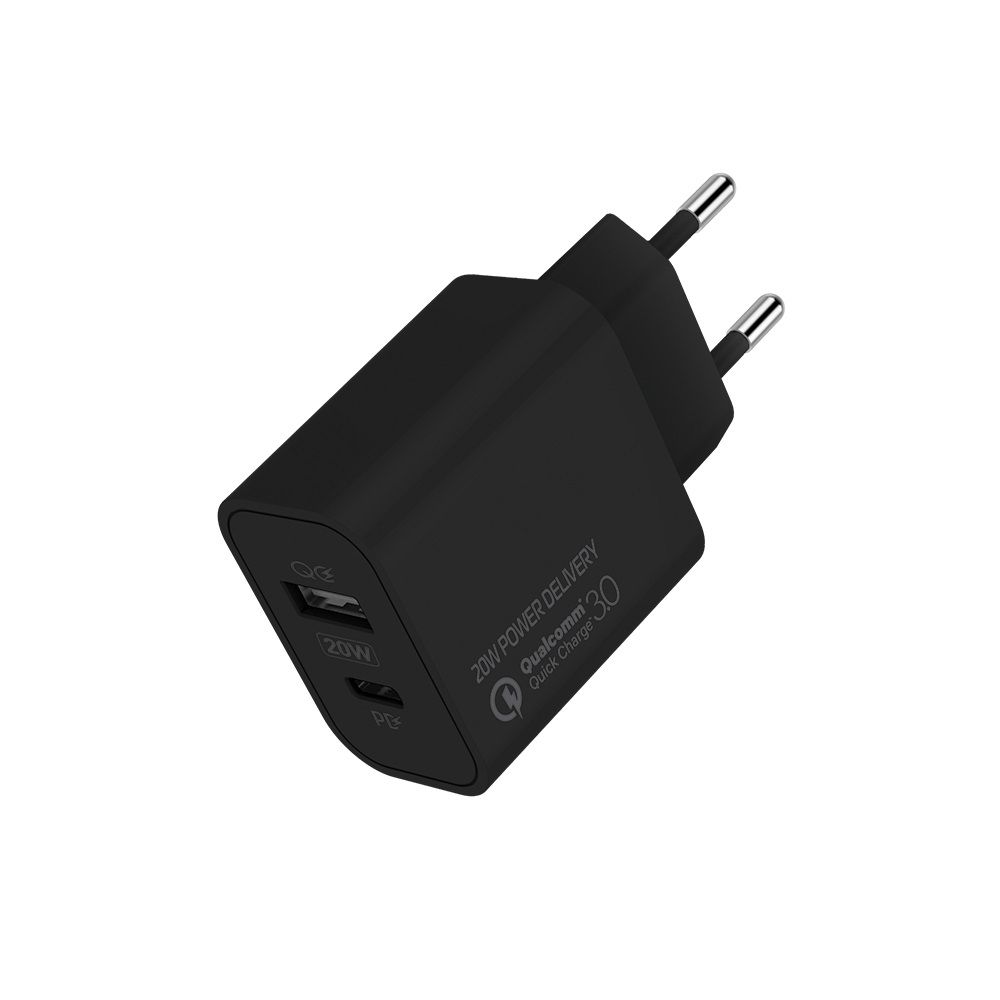 ColorWay USB töltő adapter (Type-C PD + USB QC3.0) (20W) V2 Black