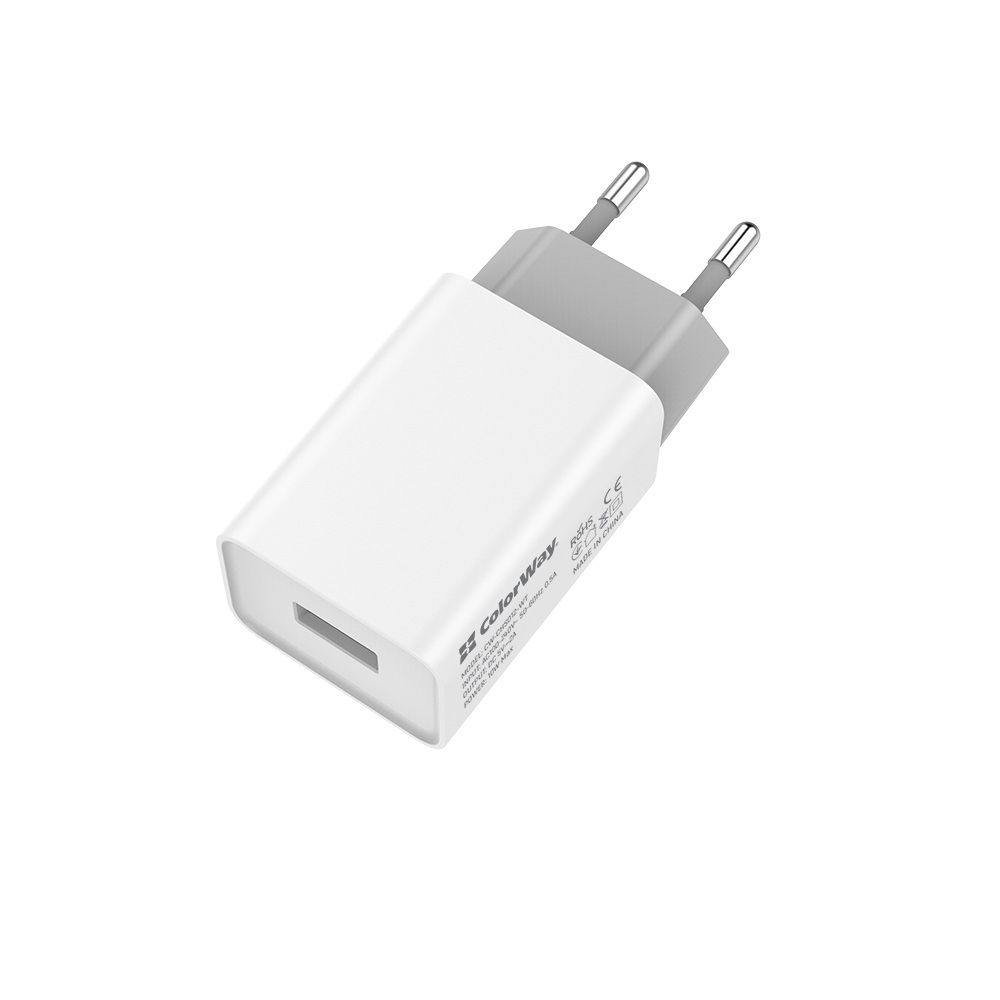 ColorWay USB töltő adapter 1USB AUTO ID 2A (10W) White