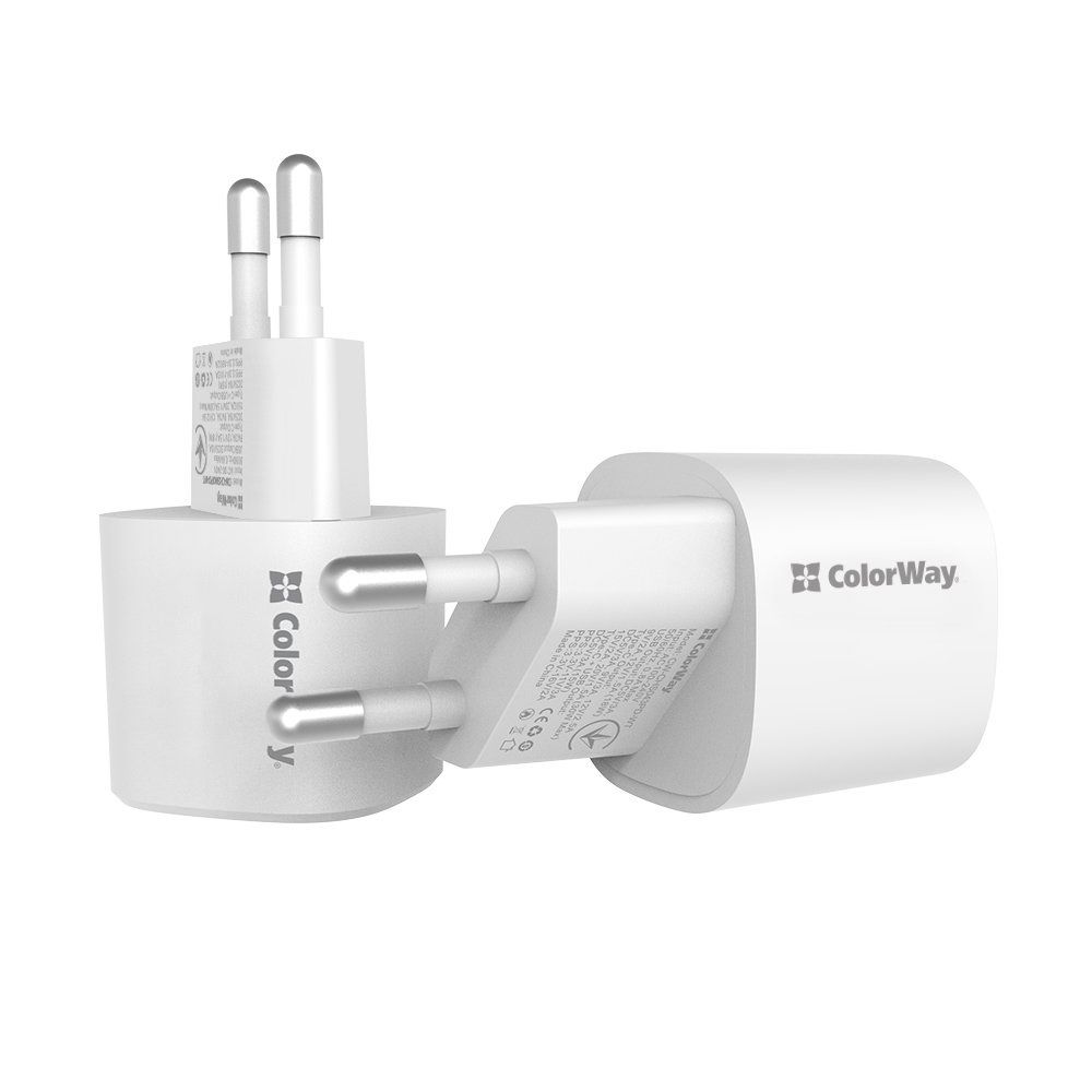 ColorWay USB töltő adapter GaN3 Power Delivery Port PPS USB (Type-C PD + USB QC3.0) (33W) White