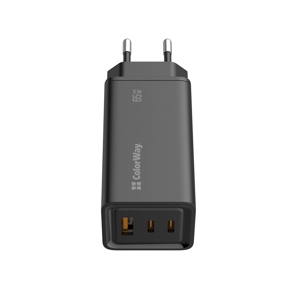 ColorWay USB töltő adapter GaN3 Pro Power Delivery (USB-A + 2 USB TYPE-C) (65W) Black