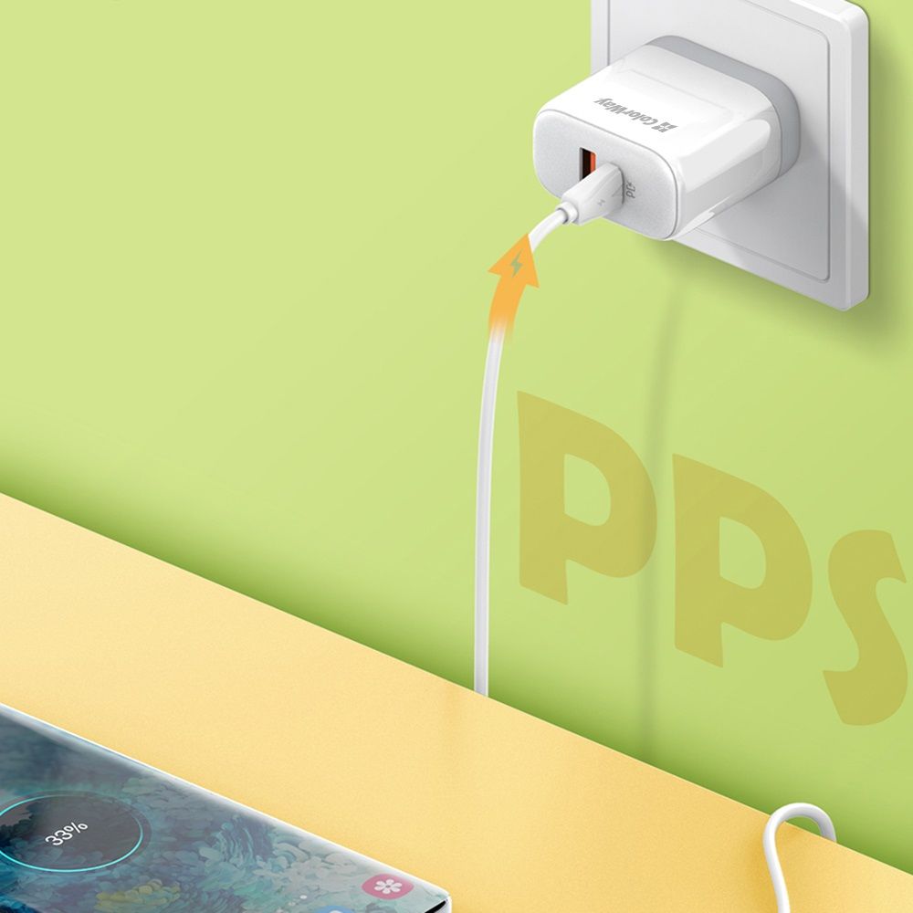 ColorWay USB töltő adapter Power Delivery Port PPS USB (Type-C PD + USB QC3.0) (45W) White