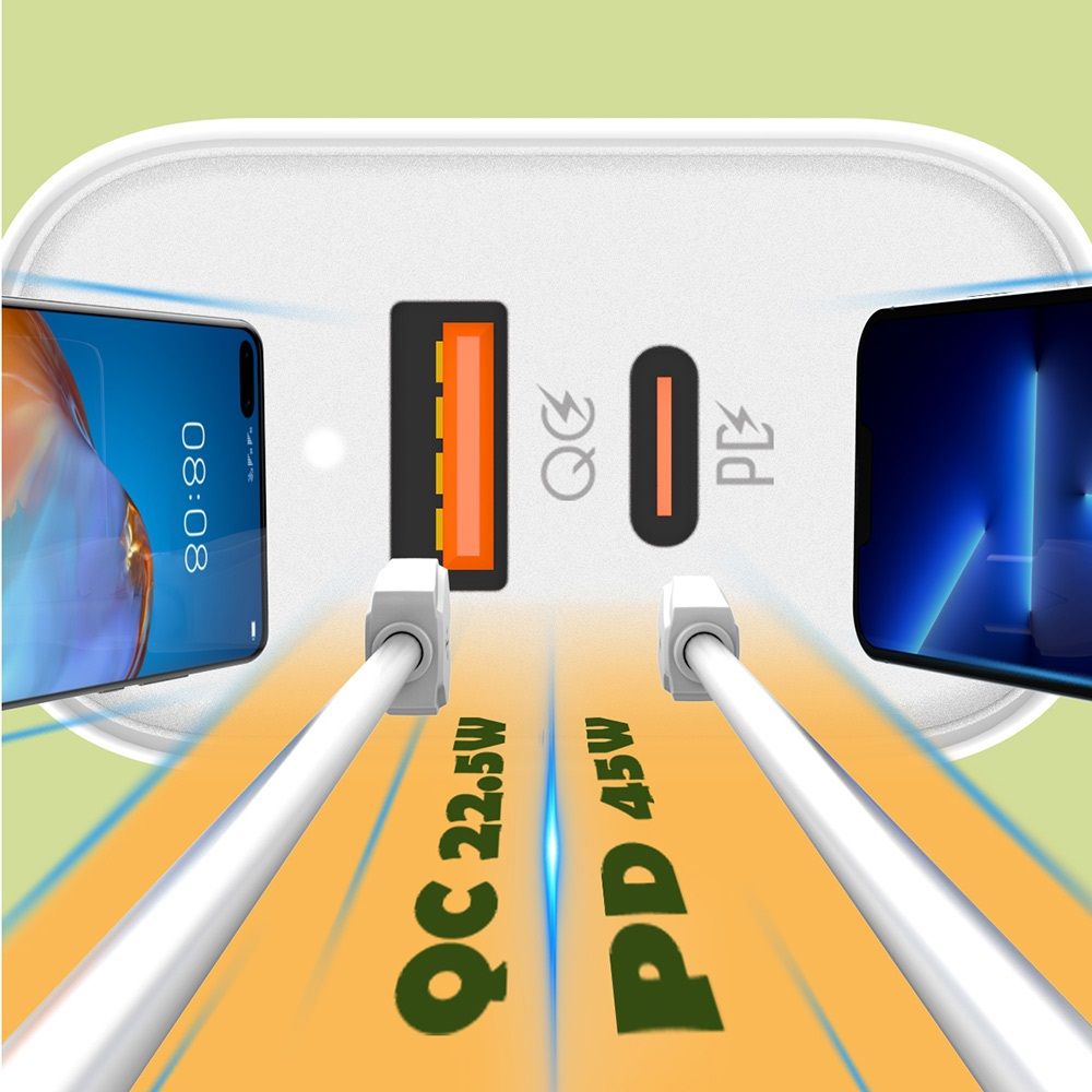 ColorWay USB töltő adapter Power Delivery Port PPS USB (Type-C PD + USB QC3.0) (45W) White