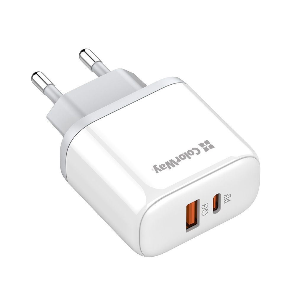 ColorWay USB töltő adapter Power Delivery Port PPS USB (Type-C PD + USB QC3.0) (45W) White