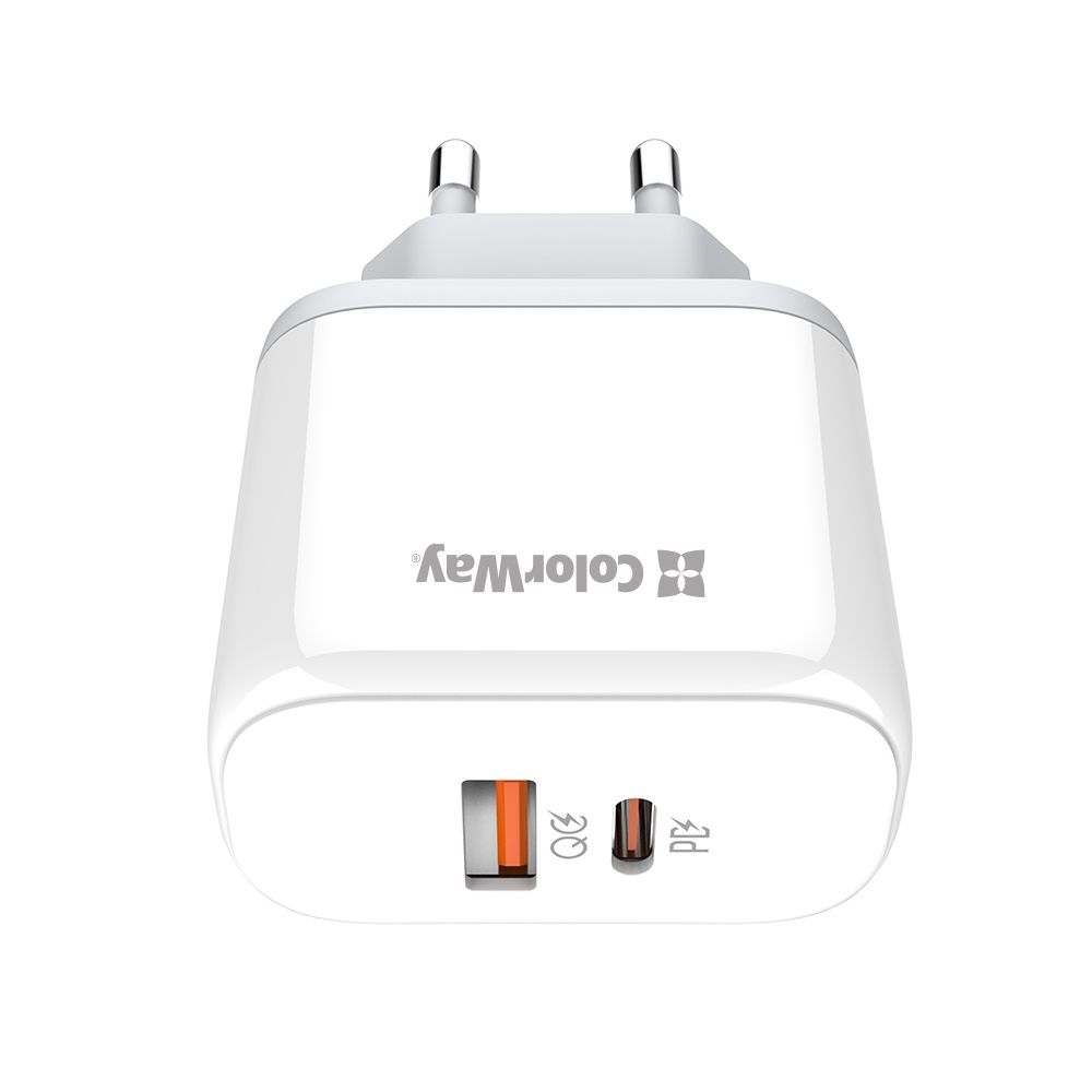 ColorWay USB töltő adapter Power Delivery Port PPS USB (Type-C PD + USB QC3.0) (45W) White