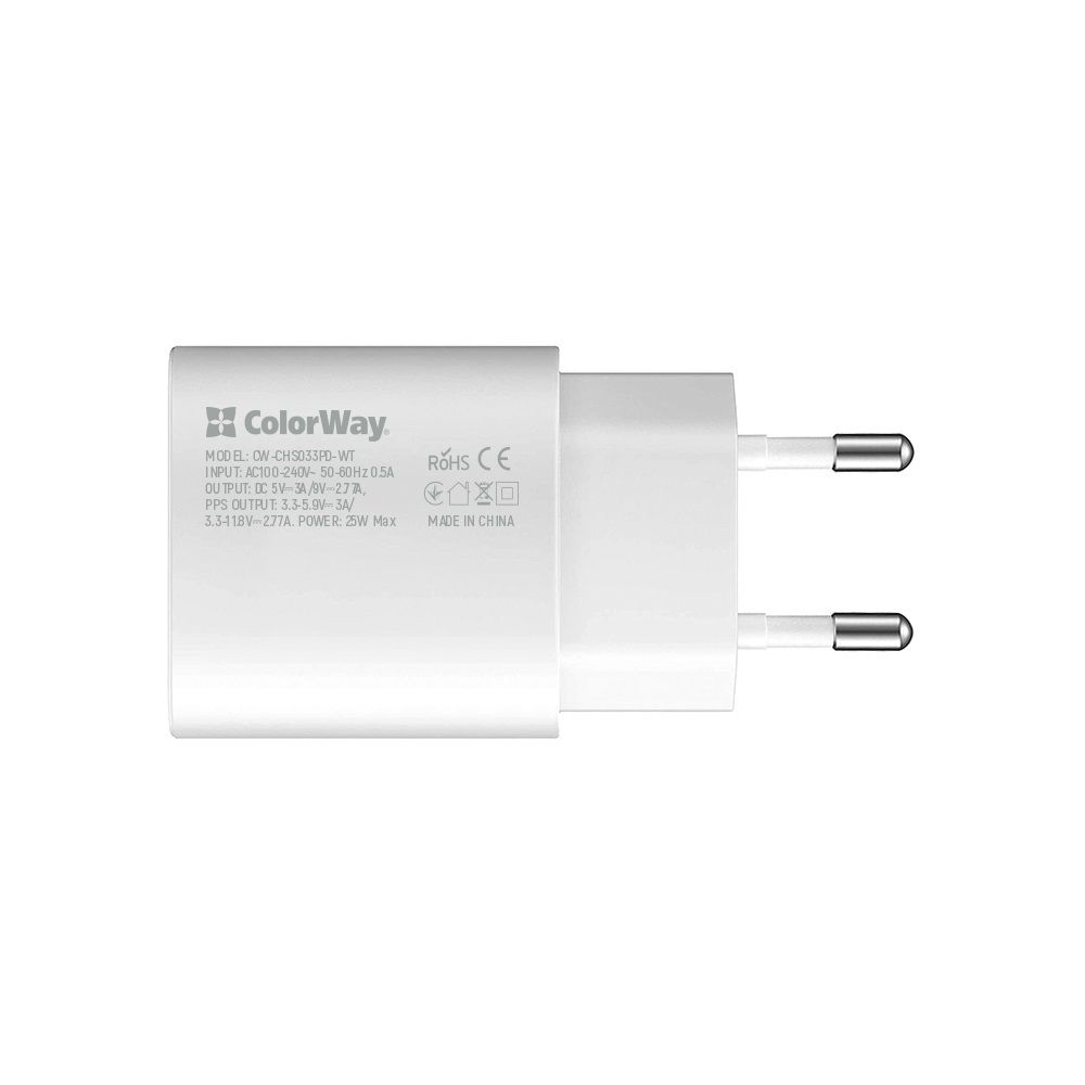 ColorWay USB töltő adapter Power Delivery Port PPS USB Type-C (25W) White