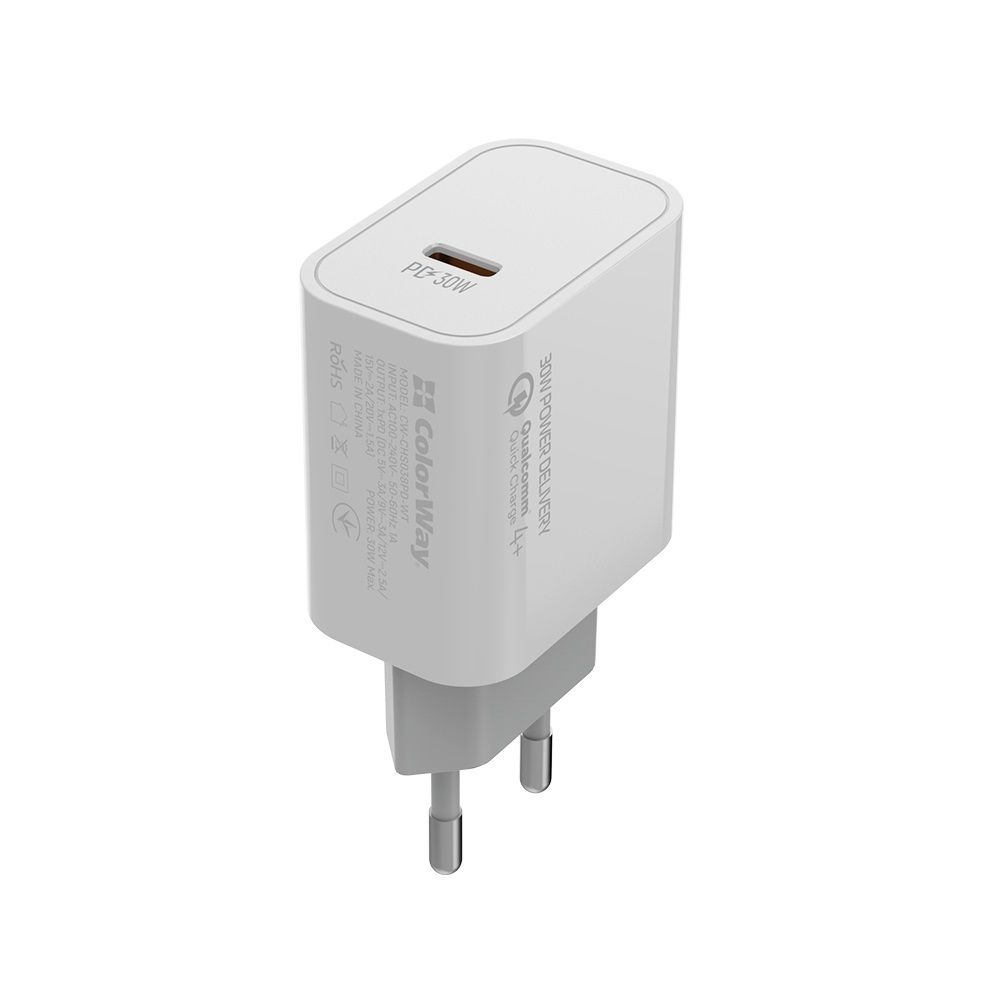 ColorWay USB töltő adapter Power Delivery Port PPS USB Type-C (30W) White