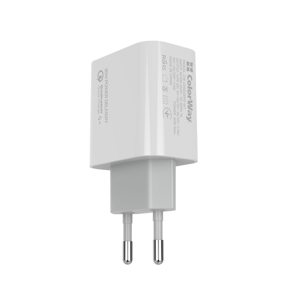ColorWay USB töltő adapter Power Delivery Port PPS USB Type-C (30W) White
