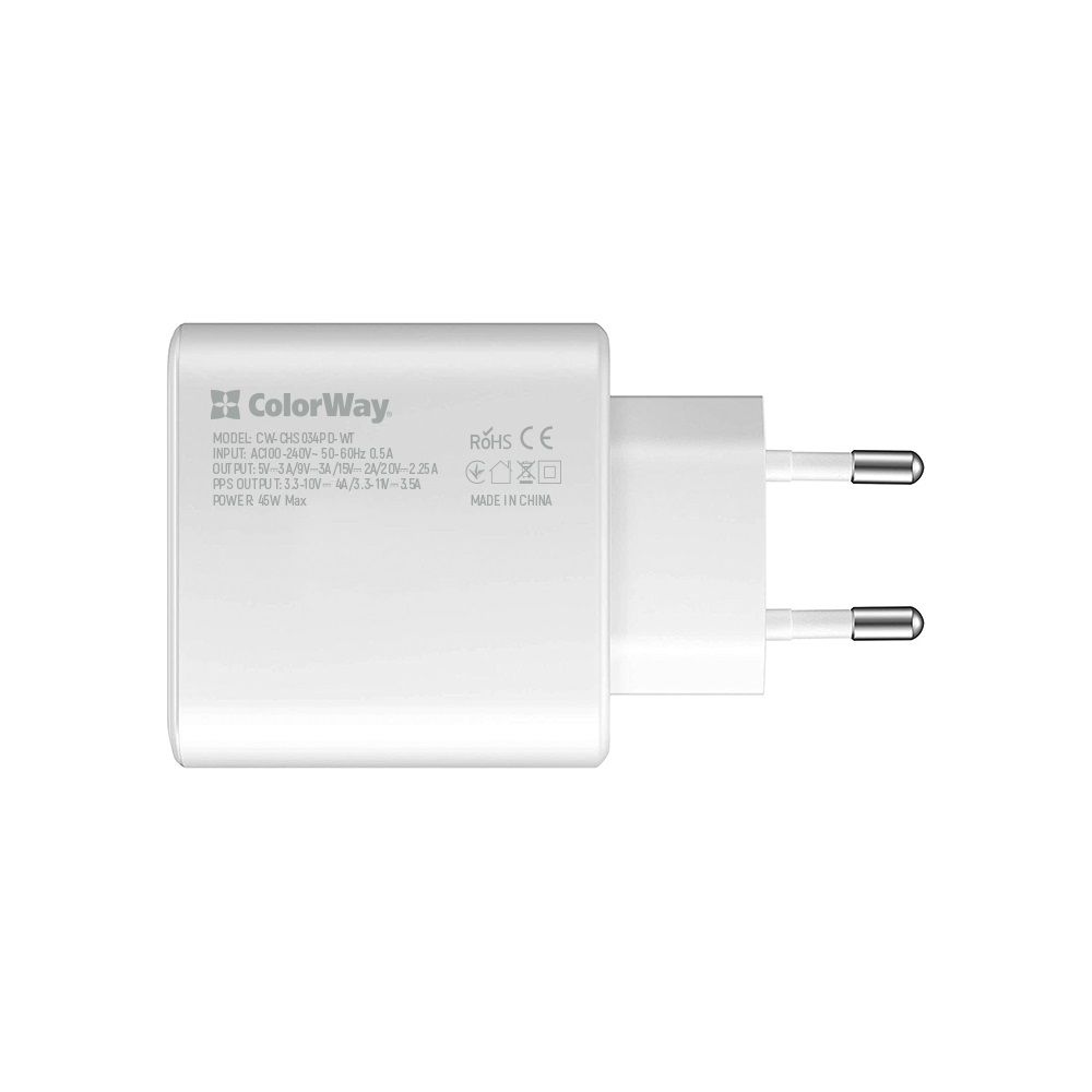 ColorWay USB töltő adapter Power Delivery Port PPS USB Type-C (45W) White