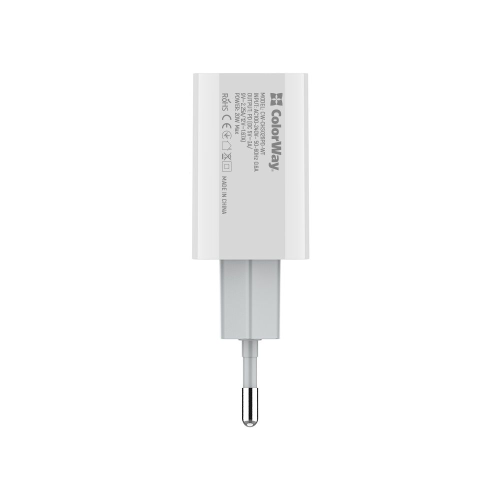 ColorWay USB töltő adapter Power Delivery Port USB Type-C 20W V2 White