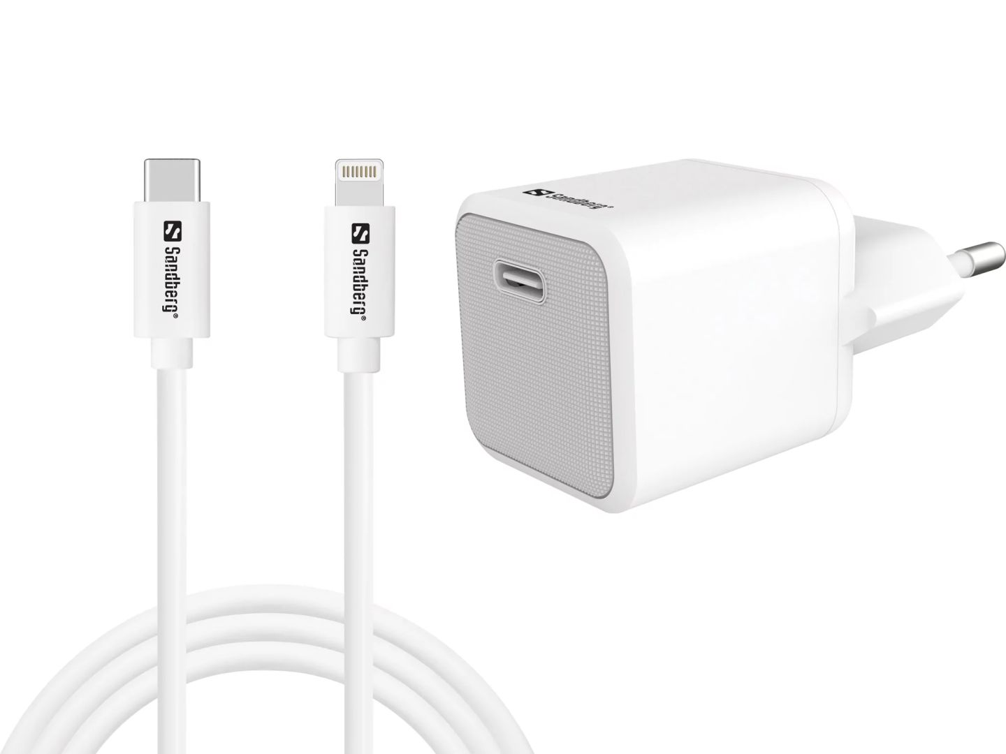Sandberg USB-C AC 20W Charger EU + lightning cable 1m White
