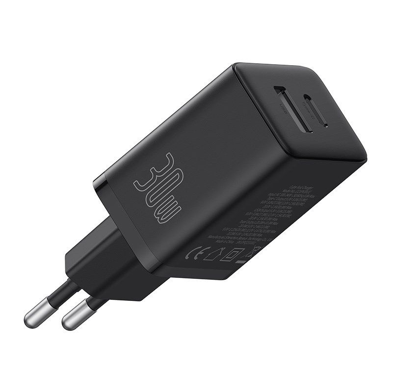 Baseus USB-C / USB-A adapter 30W mains charger Black