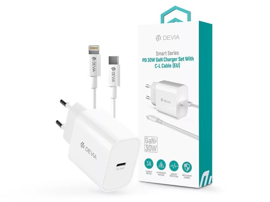 Devia ST109568 Smart Series 30W GaN PD+QC Type-C/Lightning Cable Black
