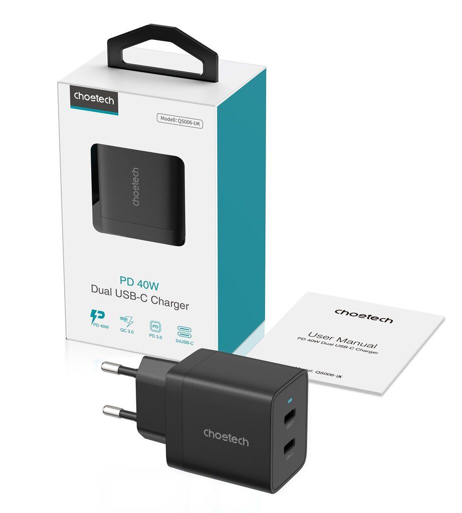 Choetech  Q5006 Dual Type-C PD40W Wall Charger Black
