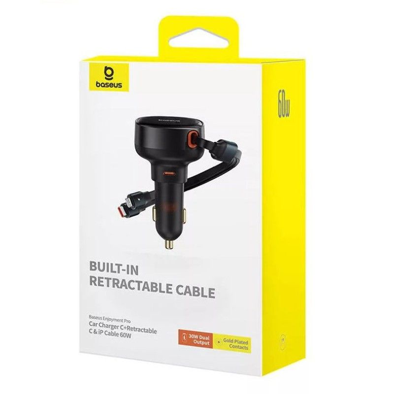 Baseus Enjoyment Pro 60W Type-C and Lightning Car Charger Black