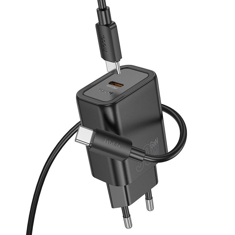 Hoco N62 Gentle Charger with Type-C Cable Black
