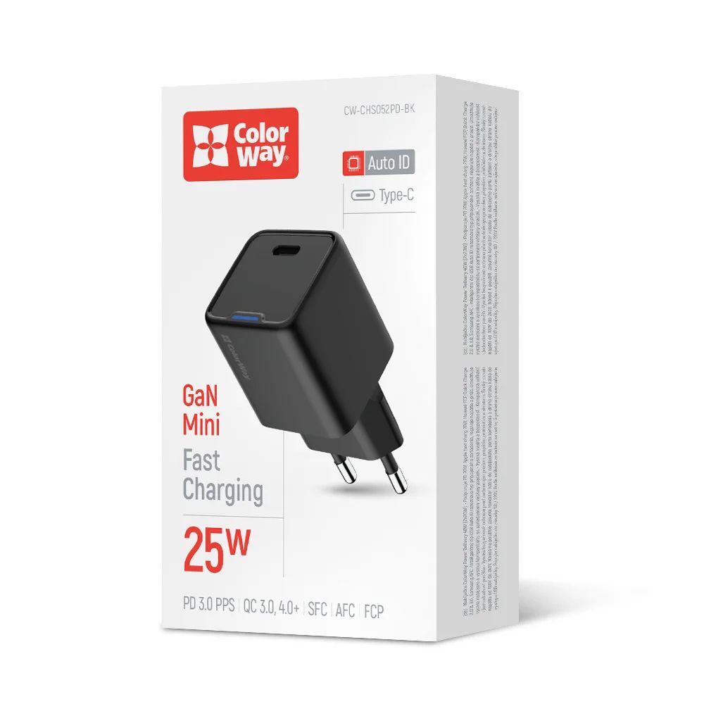 ColorWay CW-CHS052PD-BK AC Charger ColorWay GaN Mini 25W Black