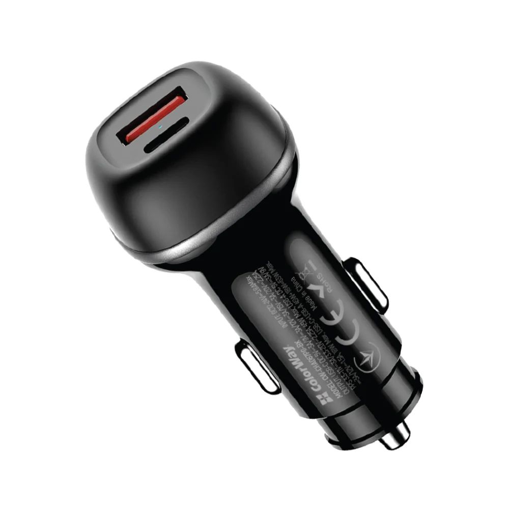 ColorWay Car Charger 2USB (Type-C PD45W + USB QC3.0 18W) 63W Black