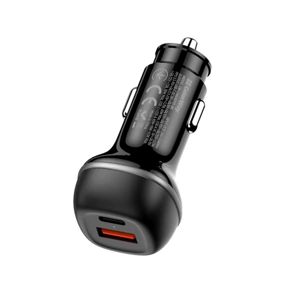 ColorWay Car Charger 2USB (Type-C PD45W + USB QC3.0 18W) 63W Black