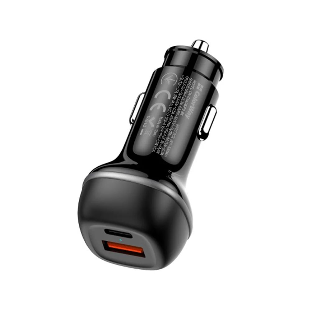 ColorWay Car Charger 2USB (Type-C PD65W + USB QC3.0 18W) 83W Black