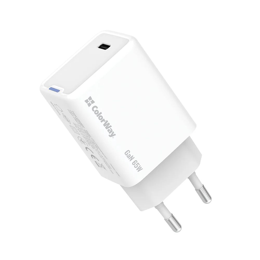 ColorWay AC Charger ColorWay GaN Mini 65W PD Port PPS USB-C White