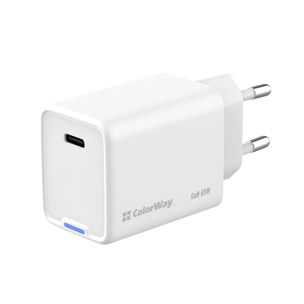 ColorWay AC Charger ColorWay GaN Mini 65W PD Port PPS USB-C White