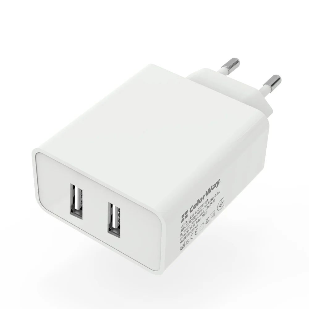 ColorWay AC Charger ColorWay 2USB AUTO ID 4.8A (24W) White