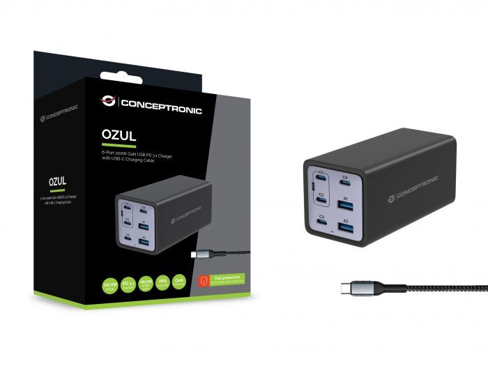 Conceptronic  4-Port 200W USB Charger Black