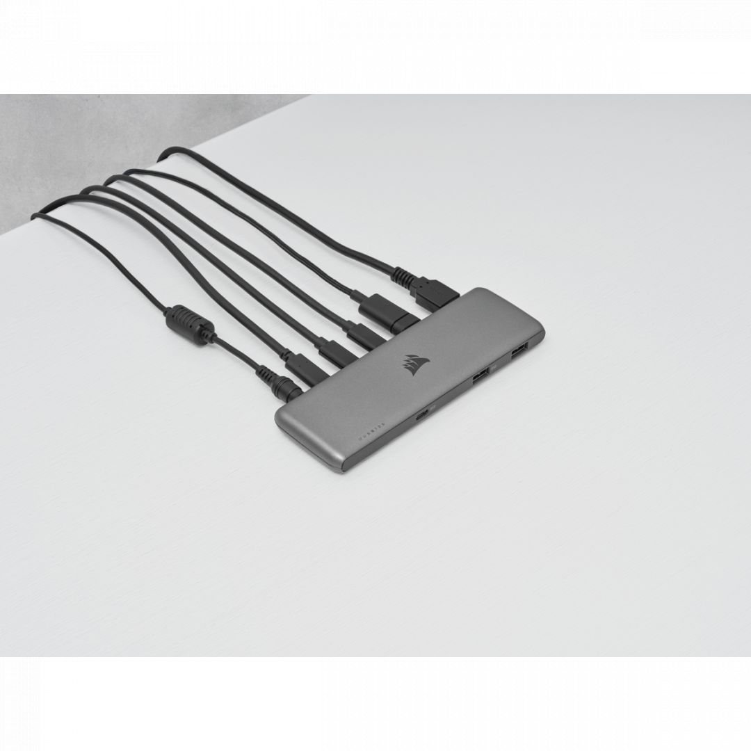 Corsair USB100 7-Port USB-C/USB-A Expansion Hub Grey