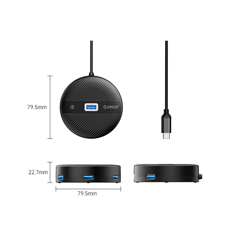 Orico YS2-C3-03-BK-BP 4-portos USB3.0 Type-C HUB Black