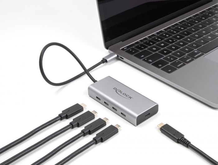 DeLock 4+1-port USB Type-C Hub 0,3m Grey