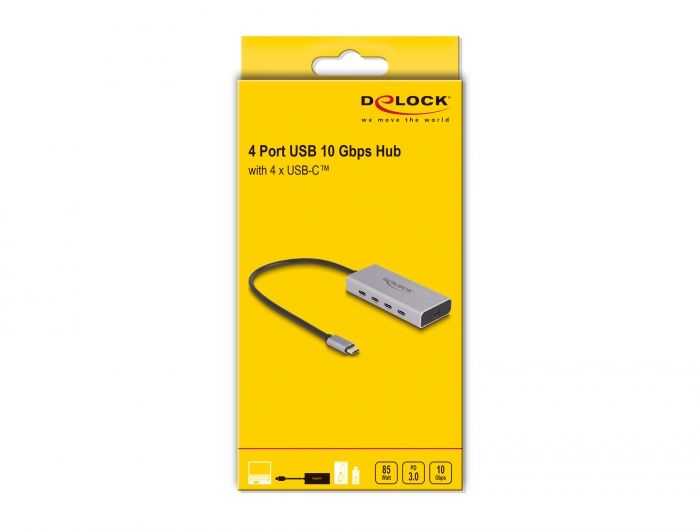 DeLock 4+1-port USB Type-C Hub 0,3m Grey