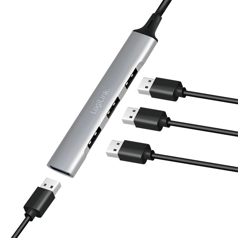 Logilink UA0392 USB 3.2 Gen1 Type-C 4-port slim hub Grey