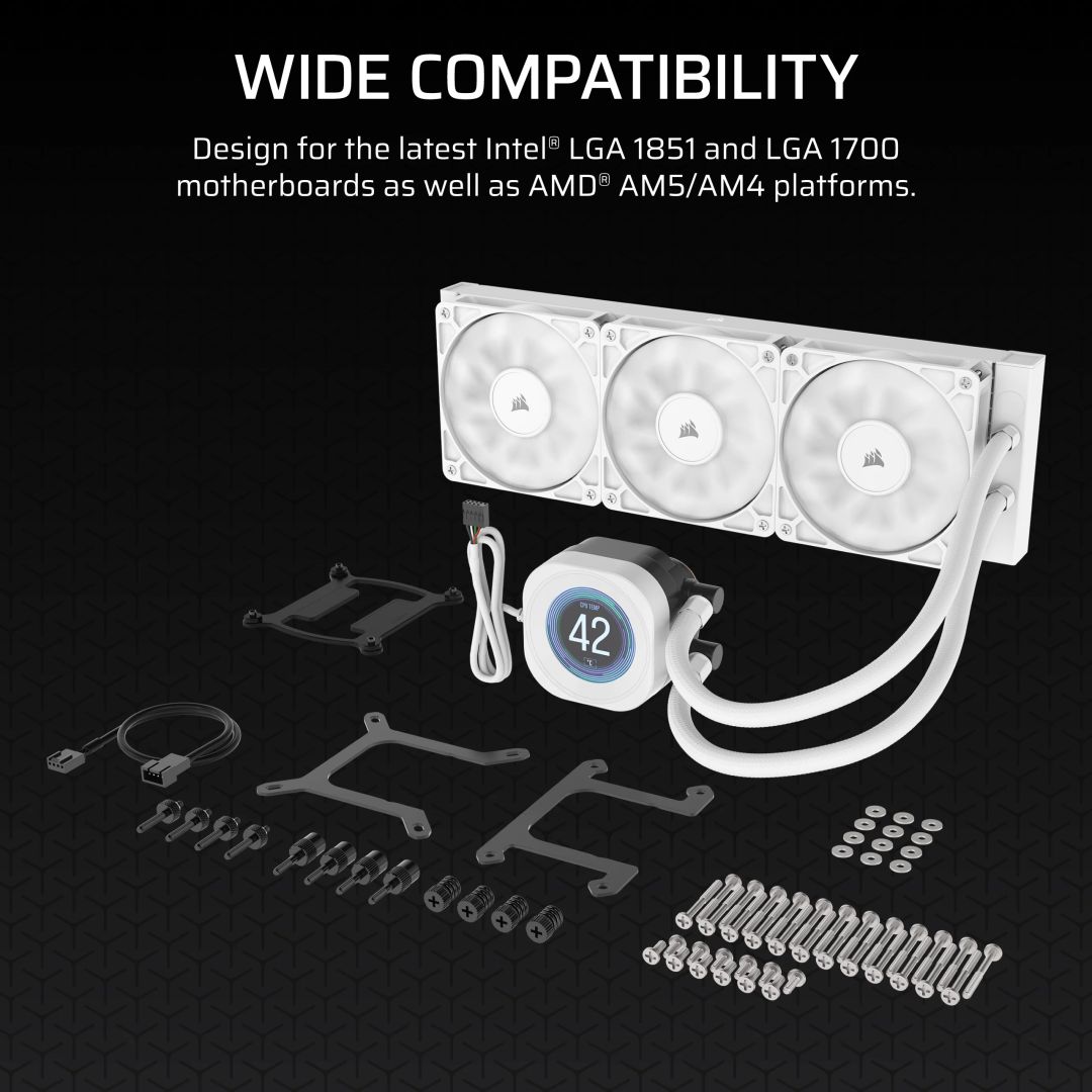 Corsair Nautilus 360 RS LCD Liquid CPU Cooler White