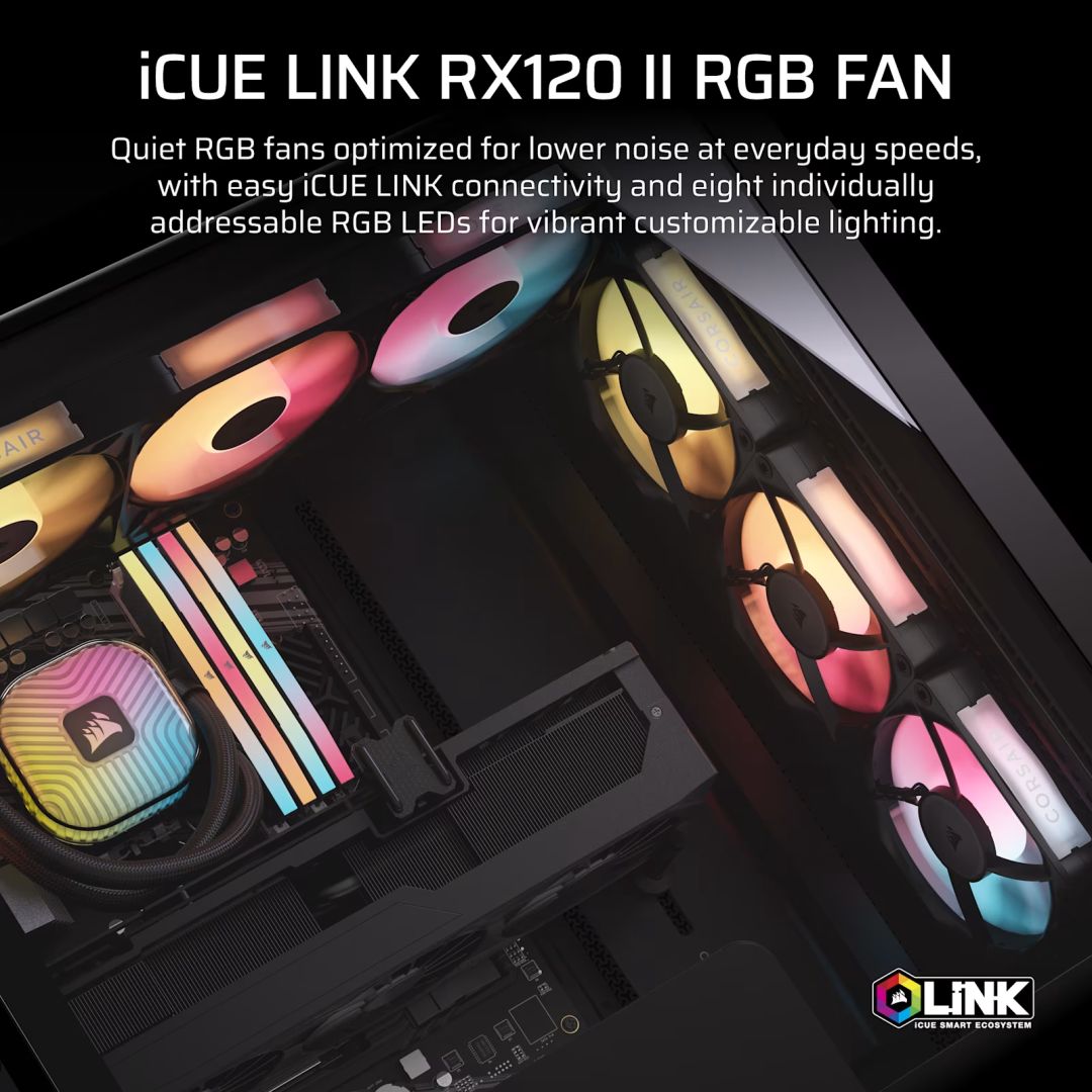 Corsair iCUE LINK RX120 II RGB PWM PC Fan Expansion Black