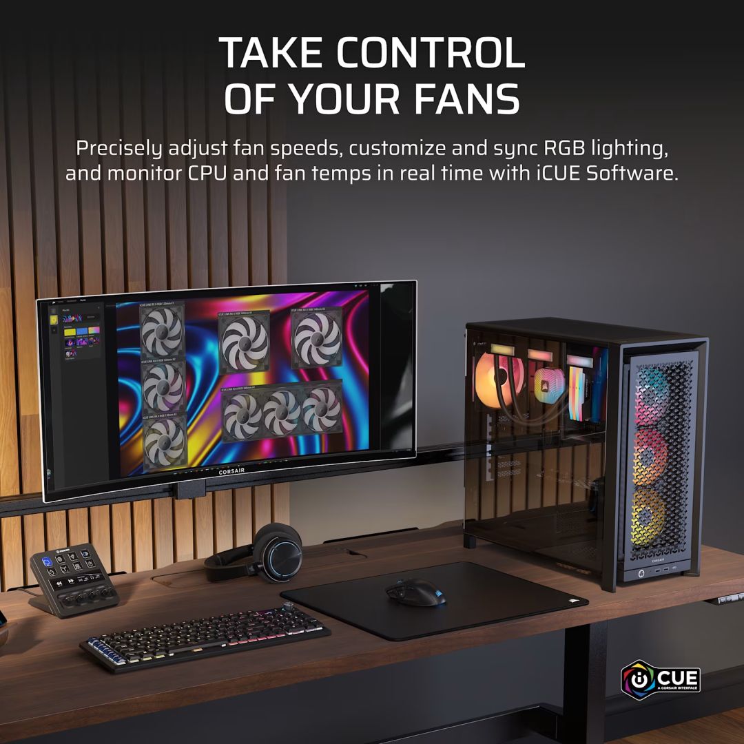 Corsair iCUE LINK RX360 II Unified Frame RGB PWM PC Fans Starter Kit with iCUE LINK System Hub Black
