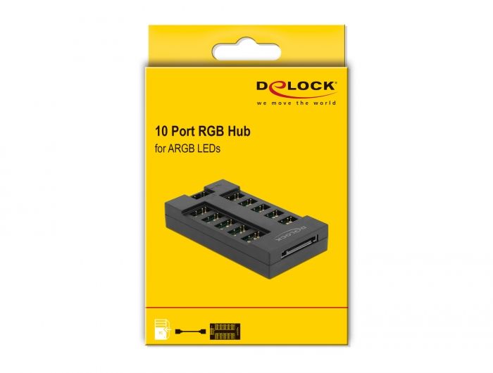 DeLock RGB Hub for ARGB LEDs with 10 ports