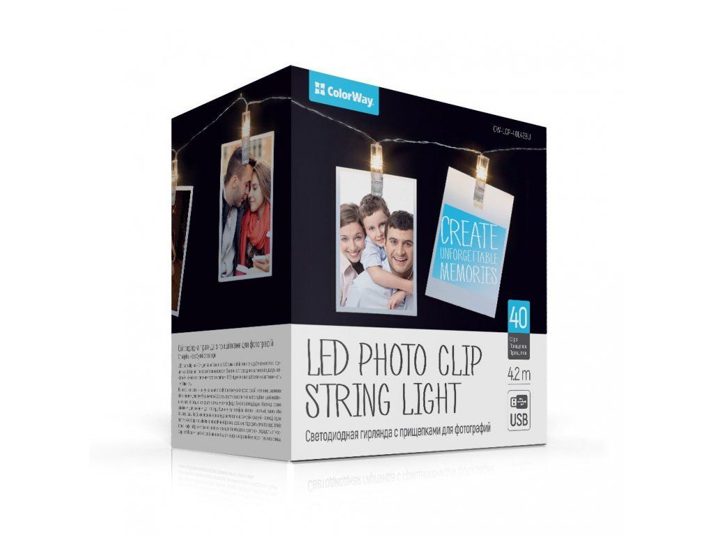 ColorWay LED garland photo clip string light 40 LED/4.2M USB