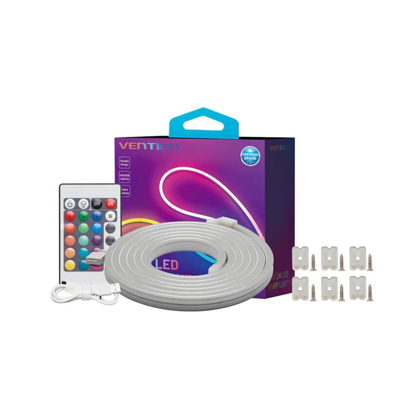 Vention Silicone Neon LED Strip Lights 2m with IR Remote and USB 5V Power Supply