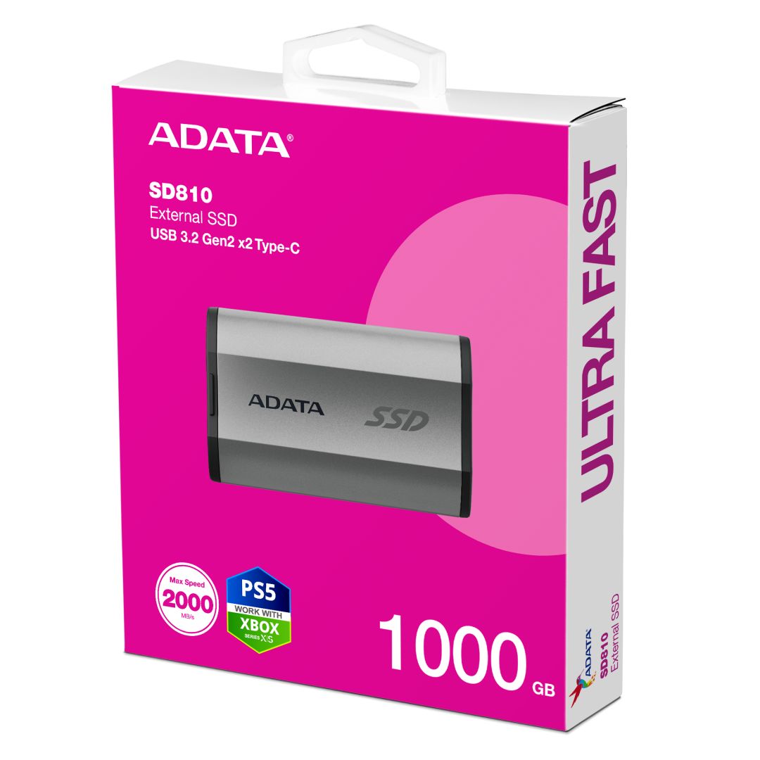 A-Data 1TB USB3.2 Type-C SD810 Silver Grey